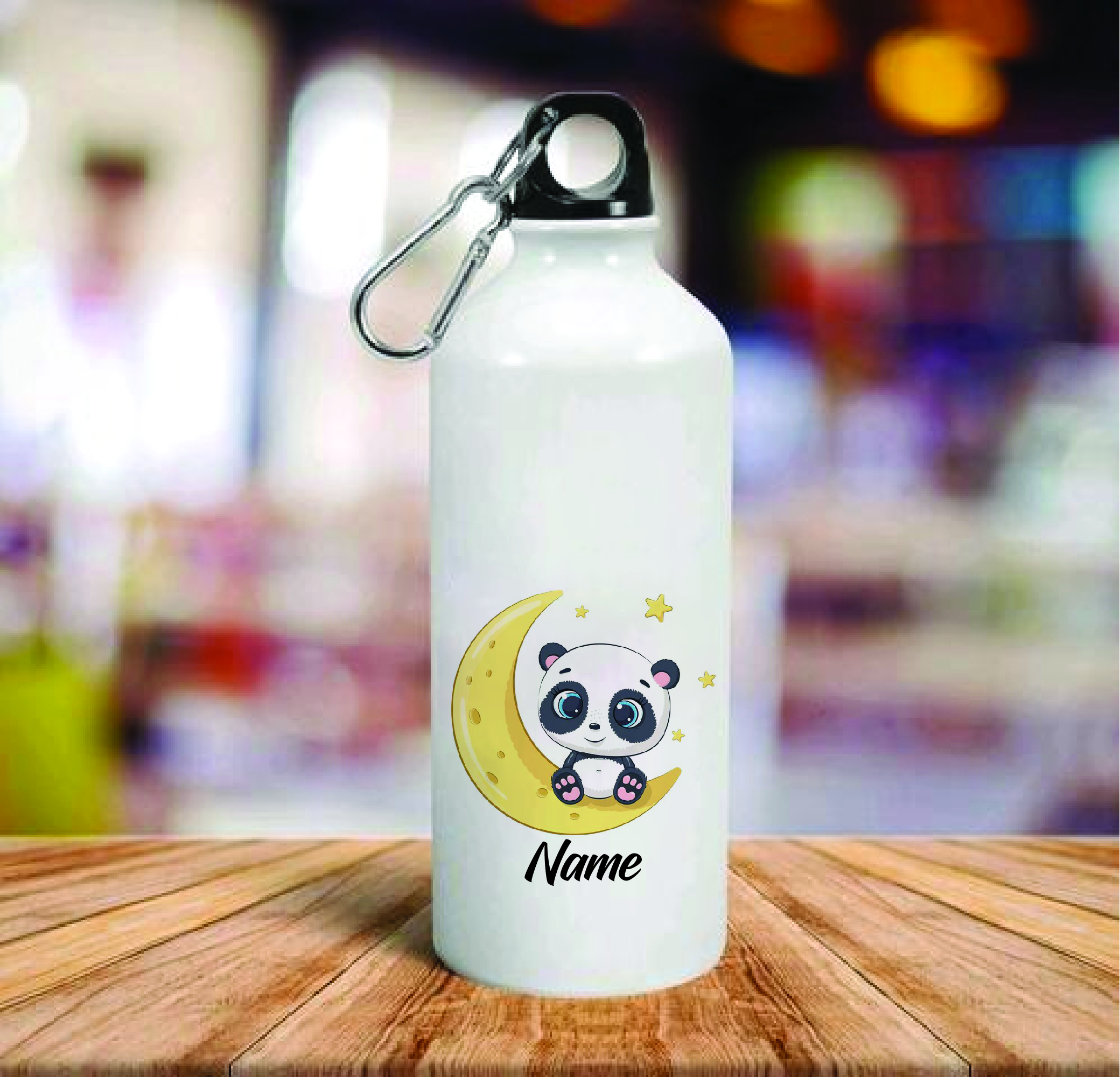 Personalised Panda on Moon Cute Aluminum Water Bottle